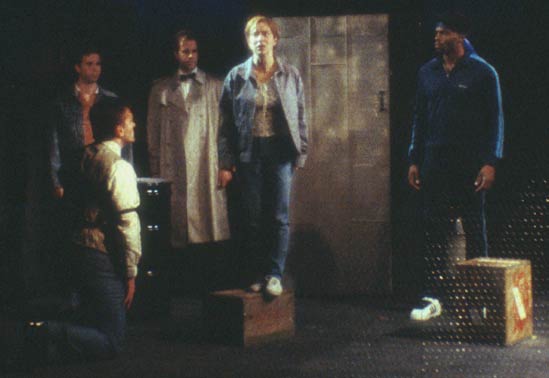 Kristen Lee Kelly as Delphie recounts her vision as Dillinger
						(Brent Black), Tom (Danny Mastrogiorgio), Albert (Rob King)
						and Cleve (Evan Dexter Parke) look on