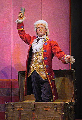 Enraged beyond all reason, Leonardo demands his hat and his sword, pouring water over himself in the process.