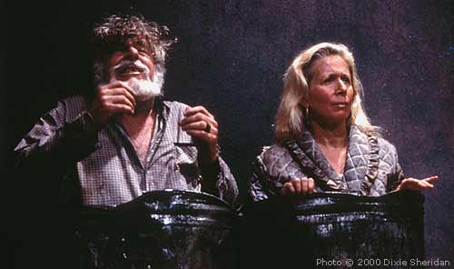 The punch line of Nagg's (Jack Marks) tailor Joke while Nell (Eve Packer) retreats into her own world.