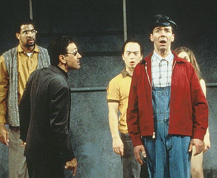 Disguised Pope (Paul Niebanck) has revelation under 
						questioning of Detective Sargeant Zoff (Gregory Sobeck) 
						while Professor Ridolfi (Obi Ndefo) and the drug addicts 
						Alfredo (C.S. Lee) and Francesca (Tessa Auberjonois) look on.